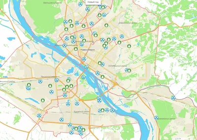 Карта Новосибирска — подробная карта отелей и туристических объектов  Новосибирска (Россия) на русском