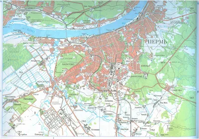 Карта Перми автомобильная. Карта Перми и пригородов. Карта окрестностей  города Пермь, A0 -