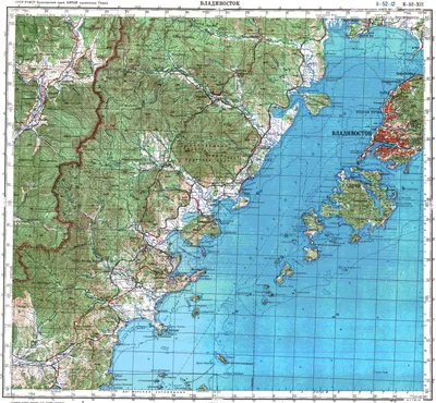 Топографическая карта K-52-XII. Владивосток