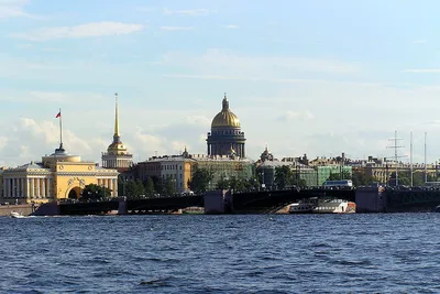 Городской пейзаж \"Санкт-Петербург. Вид на Исаакиевский собор через Неву\"  60x90 CV161113 купить в Москве