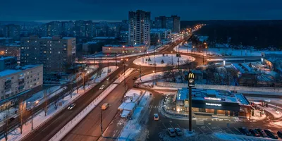 Вечерний Тольятти зимой с высоты. Декабрь 2018. Часть 2 - Комсомольский и  Центральный район.