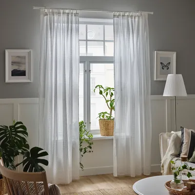 HÄLLEBRÄCKA гардины, 2 шт. белый 145x300 см | IKEA Eesti