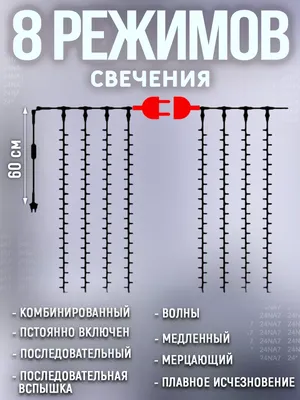 Гирлянда внутренняя занавес ШТОРА 300, 3*3 метра, коннектор,белый