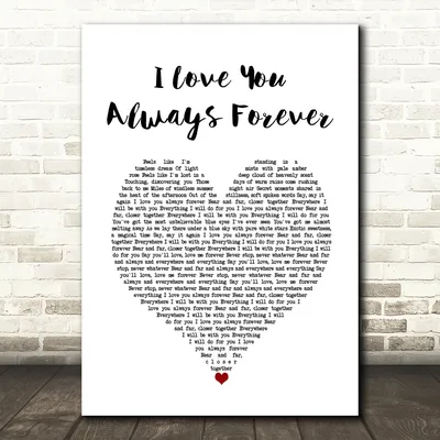 Donna Lewis I Love You Always Forever White Heart Song Lyric Wall Art Print  - Red Heart Print