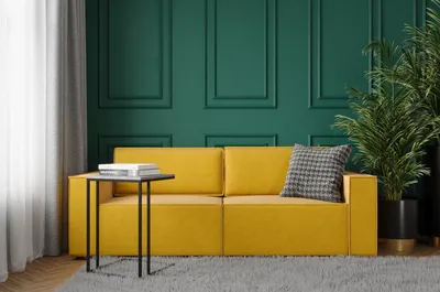 Горчичный диван в интерьере, фото с идеями дизайна