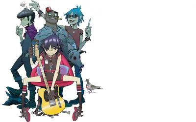 Скачать обои Gorillaz, English virtual band, art, collective, all members  of the group, characters для монитора с разрешением 2560x1600. Картинки на рабочий  стол