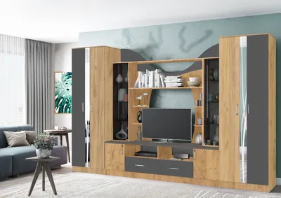 Гостиная \"Гамма-15\" SL - Графит / Дуб крафт золотой SL - купить по цене  30790 ₽ в Новороссийске