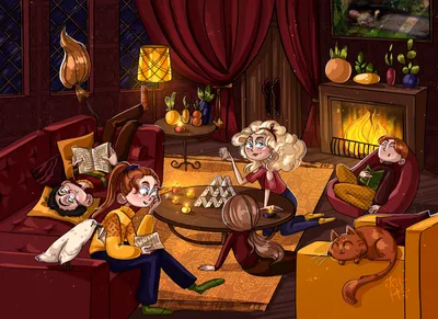 Иллюстрация Гостиная Гриффиндора в стиле 2d | Illustrators.ru
