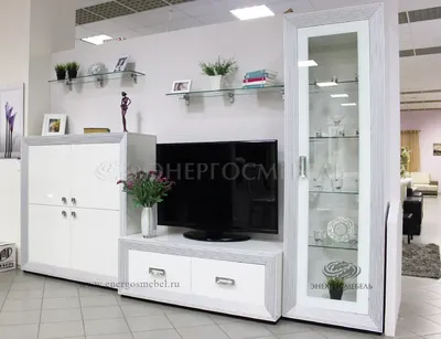 Модульная гостиная Наоми комплектация 4 белый глянец — купить в Москве по  цене 79 896 руб.
