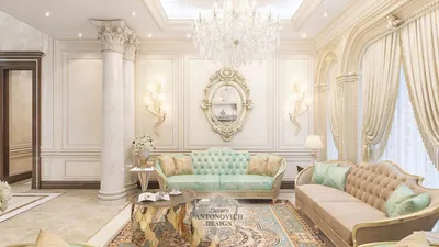 Интерьер гостиной с колоннами - Luxury Antonovich Design