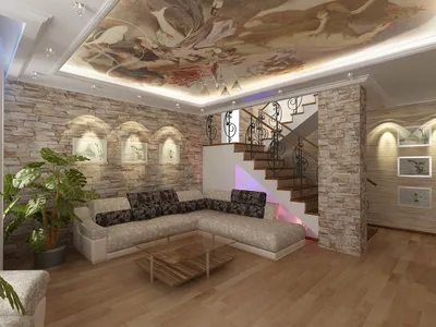 Дизайн интерьера гостиной в коттедже | LineDesign