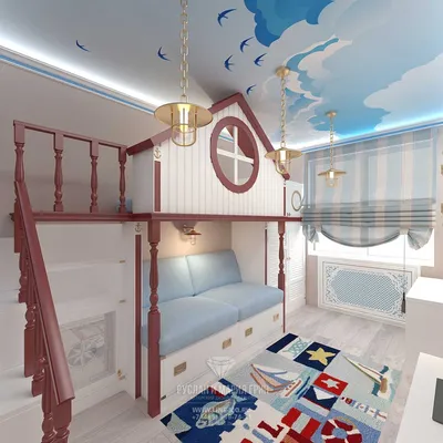 Детские комнаты для мальчика в морском стиле и для девочки под оливковую  рощу в ЖК \"Слободская усадьба\" - Vizdome Space