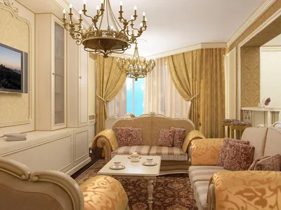Фото интерьера гостиной квартиры в стиле барокко