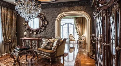 Гостиная с камином в стиле барокко фотографии проектов