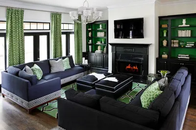 Зеленый интерьер в гостиной: идеи дизайна, сочетания цветов и материалы,  30+ фото