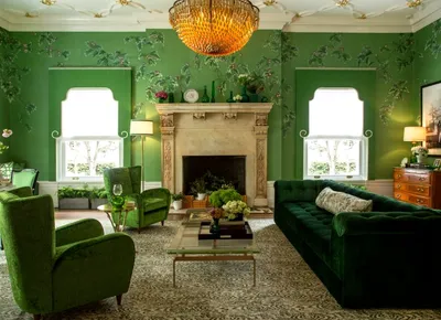 Зеленый цвет в интерьере - сочетание цвета с другими и разными стилями в  дизайне интерьера