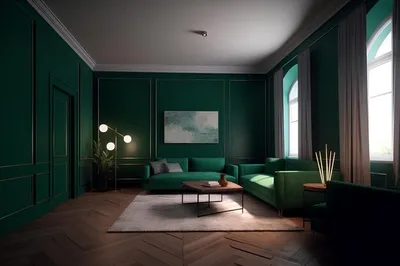 Зеленый интерьер в гостиной: идеи дизайна, сочетания цветов и материалы,  30+ фото