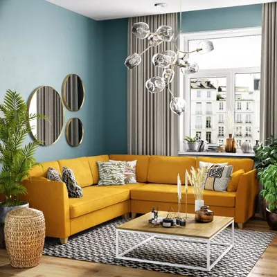 Желтая гостиная: дизайн интерьера гостиной в желтых тонах, 30+ фото