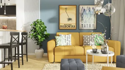 Как обыграть желтый диван в интерьере?