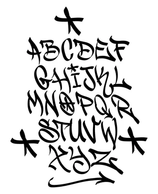 Handwritten graffiti font alphabet black on white Vector Image