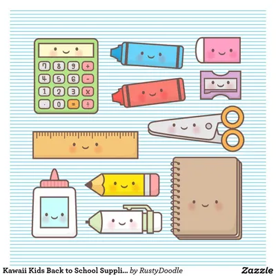 kawaii_kids_back_to_school_supplies_wall_decor_canvas-r9066c43ebfd248558309e89a30df58c0_i5vje_8byvr_1…  | Милые каракули, Творческие визитные карточки, Милые рисунки