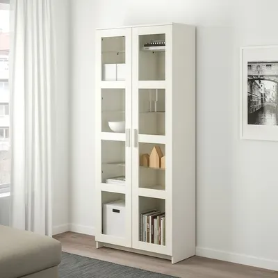 BRIMNES Glass-door cabinet, white, 311/2x743/4\" - IKEA | Мебель для гостиной,  Мебель, Стеклянные панели