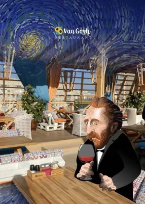 Двухуровневый панорамный ресторан Van Gogh в ТЦ Авеню рядом с ТРК Тандем  Казань