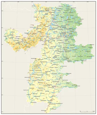 Челябинская область. Физическая карта - Регионы - Каталог | Каталог  векторных карт