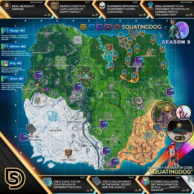 Fortnite Cheat Sheet Map For Season 9 Week 9 Challenges Locations Heres a  cheat sheet for Fortnite season 9 week 9 to hel… | Fortnite, Instagram  posts, Battle star