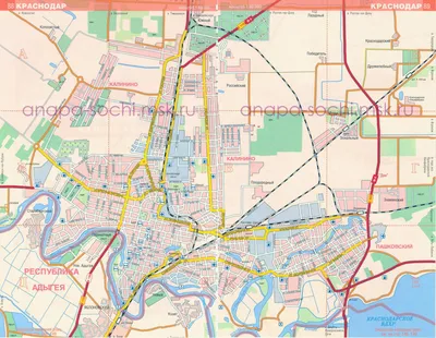 Карты Краснодар (Россия). Подробная карта Краснодар на русском языке с  отелями и достопримечательностями