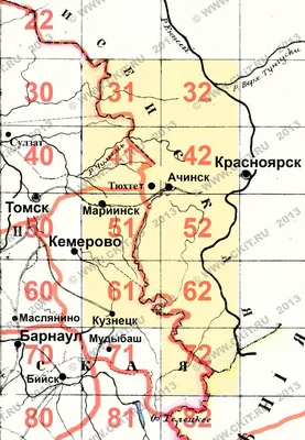 Красноярский край на карте России с районами, городами и поселками