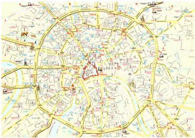 Карта центра Москвы с номерами домов и достопримечательностями - 2023