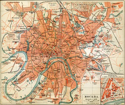 Фотообои Карты топографические \"Старая карта Москвы 1900-х годов\" - арт  005010015 | Купить в интернет-магазине Фото в дом