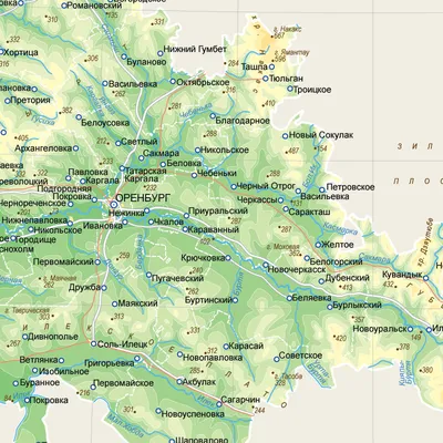 Карта Оренбурга (Россия) на русском языке, расположение на карте мира с  городами, метро, центра, районов и округов