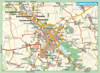 Карта Симферополя. Подробная картаа автомобильных дорог Симферополя | UA  Maps | Все карты Украины в одном месте