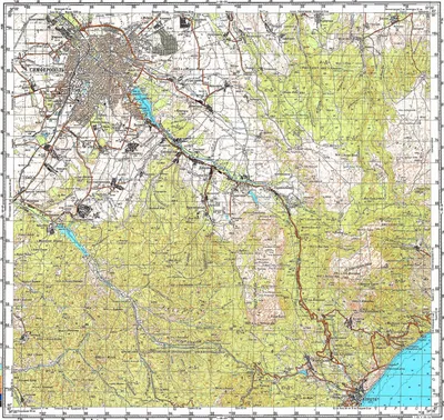 Карта Симферополь Топографическая карта Генштаба СССР 1986. Крым, A0 -