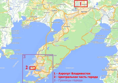 Карта Владивосток и окрестности. Фото из космоса.