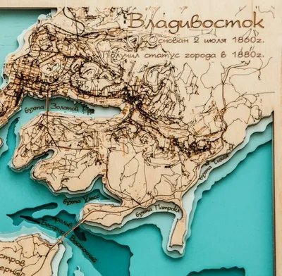 Карта Владивостока из дерева, большая, на заказ - [арт.319-47], цена: 18000  рублей. Эксклюзивные карты, карты и глобусы в интернет-магазине подарков  LuxPodarki.