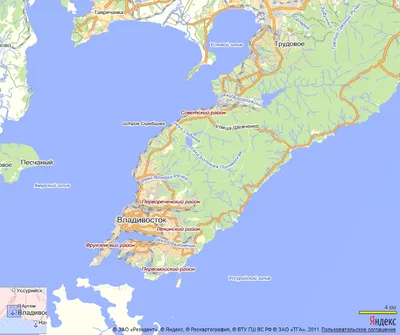 Карта города Владивосток и юга Приморсокго края