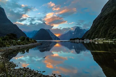 Картинки Новая Зеландия Milford Sound гора Море Природа Пейзаж