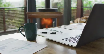 business Concept,Working with Laptop computer,Coffee,keyboard,pen and  spectacles on table background,Top view,flat lay Stock Photo | Adobe Stock