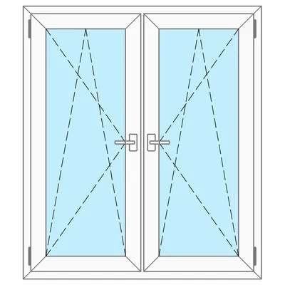 Двустворчатое окно 1300*1370 мм с двумя поворотно-откидными створками -  цены и размеры, купить окна ПВХ в Казани