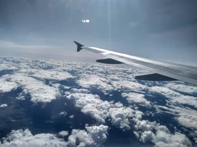 Скачать 1920x1080 крыло самолета, небо, облака обои, картинки full hd,  hdtv, fhd, 1080p