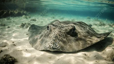 скат лежит в океанской воде, привлекательный скат, Hd фотография фото, вода  фон картинки и Фото для бесплатной загрузки