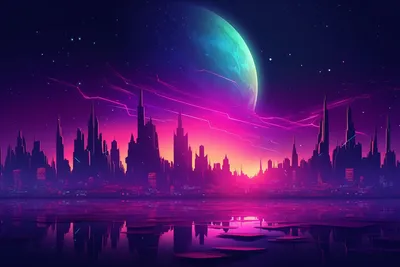 Desktop Background Wallpaper | Synthwave | Retro | 1080p/1440p/4k | eBay