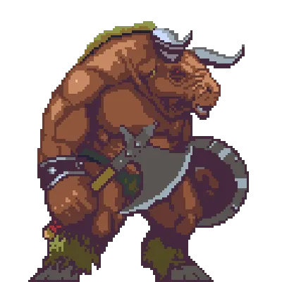 ArtStation - Minotaur Sprite Walking Demo 120x120 upscaled t0 800, Michael  Tenebrae | Pixel art characters, Pixel art games, Pixel animation