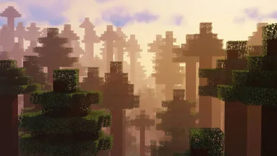 Minecraft, water, video games, CGI, sunset, sunset glow, trees | 2560x1440  Wallpaper - wallhaven.cc