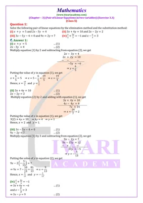 NCERT Solutions for Class 10 Maths Chapter 3 Exercise 3.3