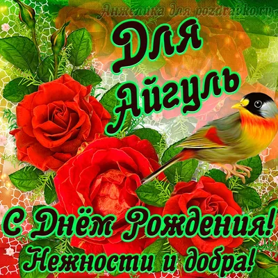 Картинка на День Рождения Айгуль с букетом желтых и красных роз — скачать  бесплатно