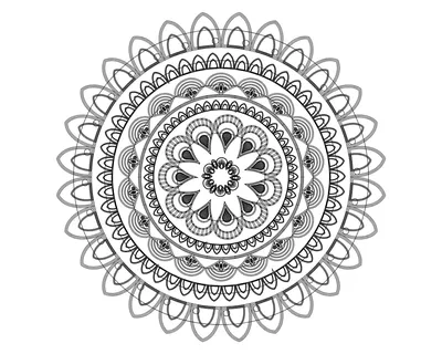 Contour antistress mandala with many curls and linear arches, zen coloring  page with ornate patterns 8350831 Vector Art at Vecteezy